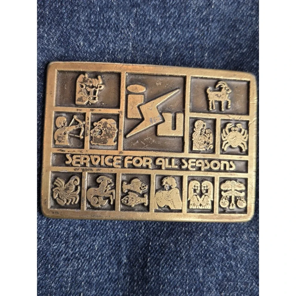 Service for All Seasons Zodiac Astrology Solid Brass Belt Buckle